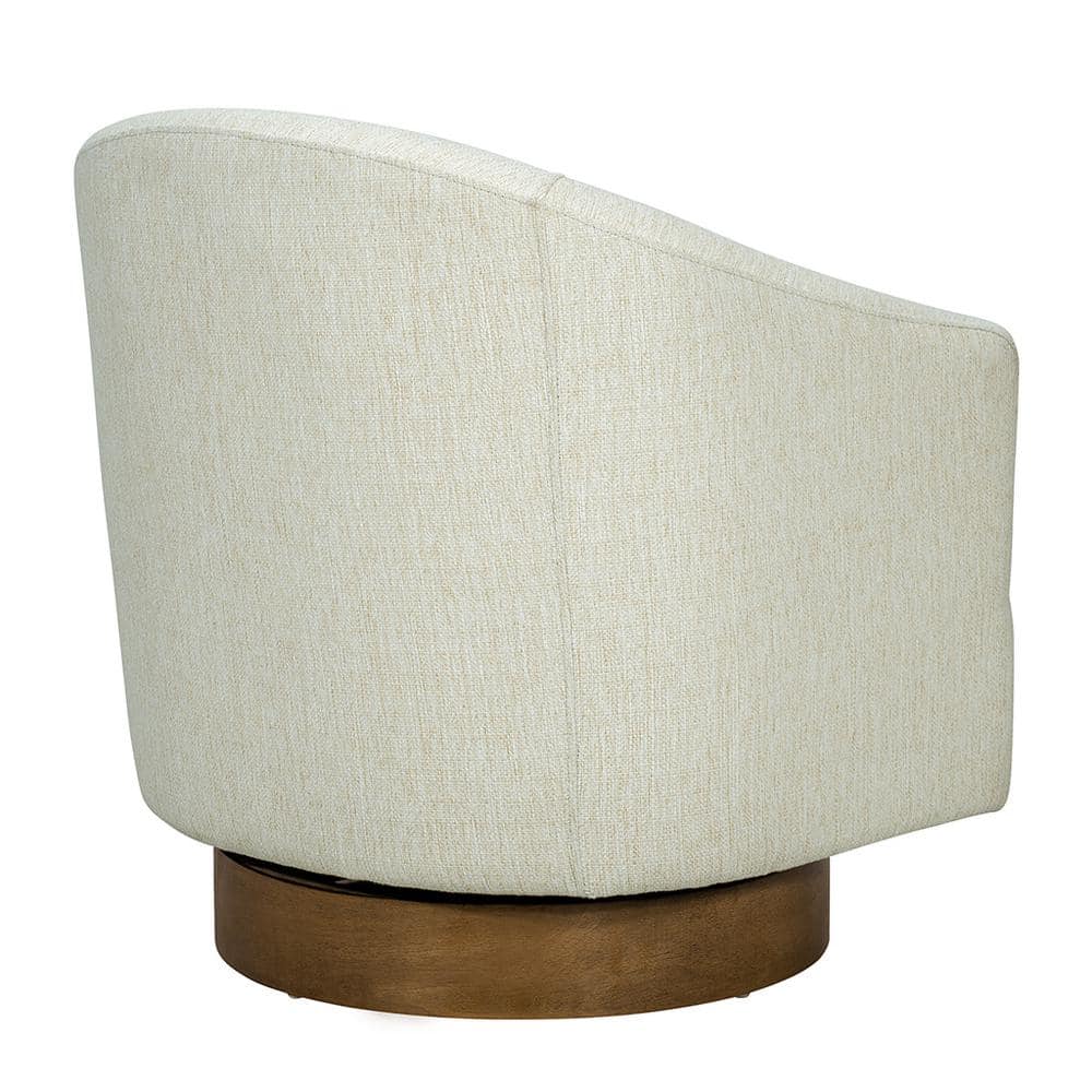 Cream Barrel Swivel Chair with Manufactured Wood Base