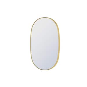 24 in. W x 36 in. H Oval Framed Wall Bathroom Vanity Mirror in Brushed Gold