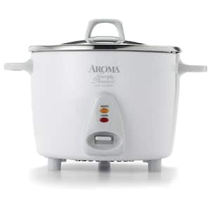 Simply 14-Cup Stainless Steel White Rice Cooker with Measuring Cup and Serving Spatula