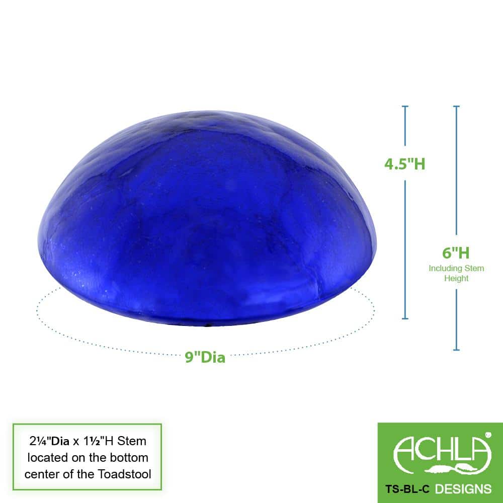 Cobalt Blue Crackle Glass Toadstool Gazing Globe Ball