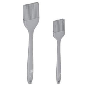 2-Piece Gray Cooking Accessories Silicone Heat Resistant Pastry Basting Brushes