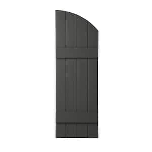 15 in. x 41 in. Polypropylene Plastic 4-Board Closed Arch Top Board and Batten Shutters Pair in Spanish Moss