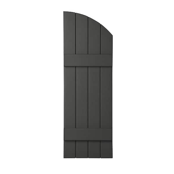 Ply Gem 15 in. x 41 in. Polypropylene Plastic 4-Board Closed Arch Top Board and Batten Shutters Pair in Spanish Moss