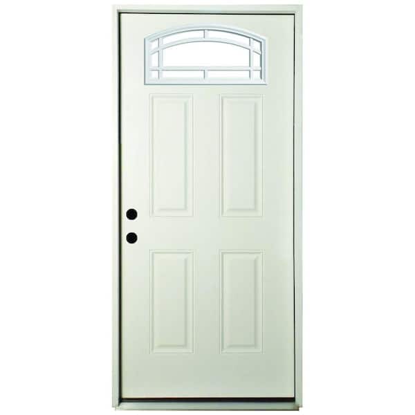 Steves & Sons 36 in. x 80 in. Element Series 4-Panel 1/4 Clear 11-Lite Right Hand/Inswing White Prime Steel Prehung Front Door