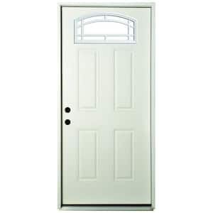 36 in. x 80 in. Element Series Cambertop Right-Hand Inswing White Primed Steel Prehung Front Door w/ 4-9/16 in. Frame