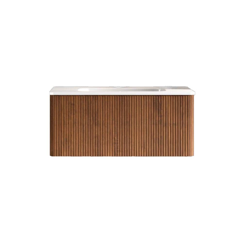 36 in. W Single Sink Wall-Mounted Bath Vanity in Walnut with White Ceramic Top Unassembled price history on PriceWatchPro