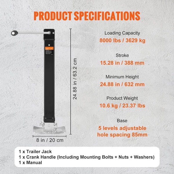 SKYSHALO Trailer Jack, Trailer Tongue Jack Welding-on 8,000