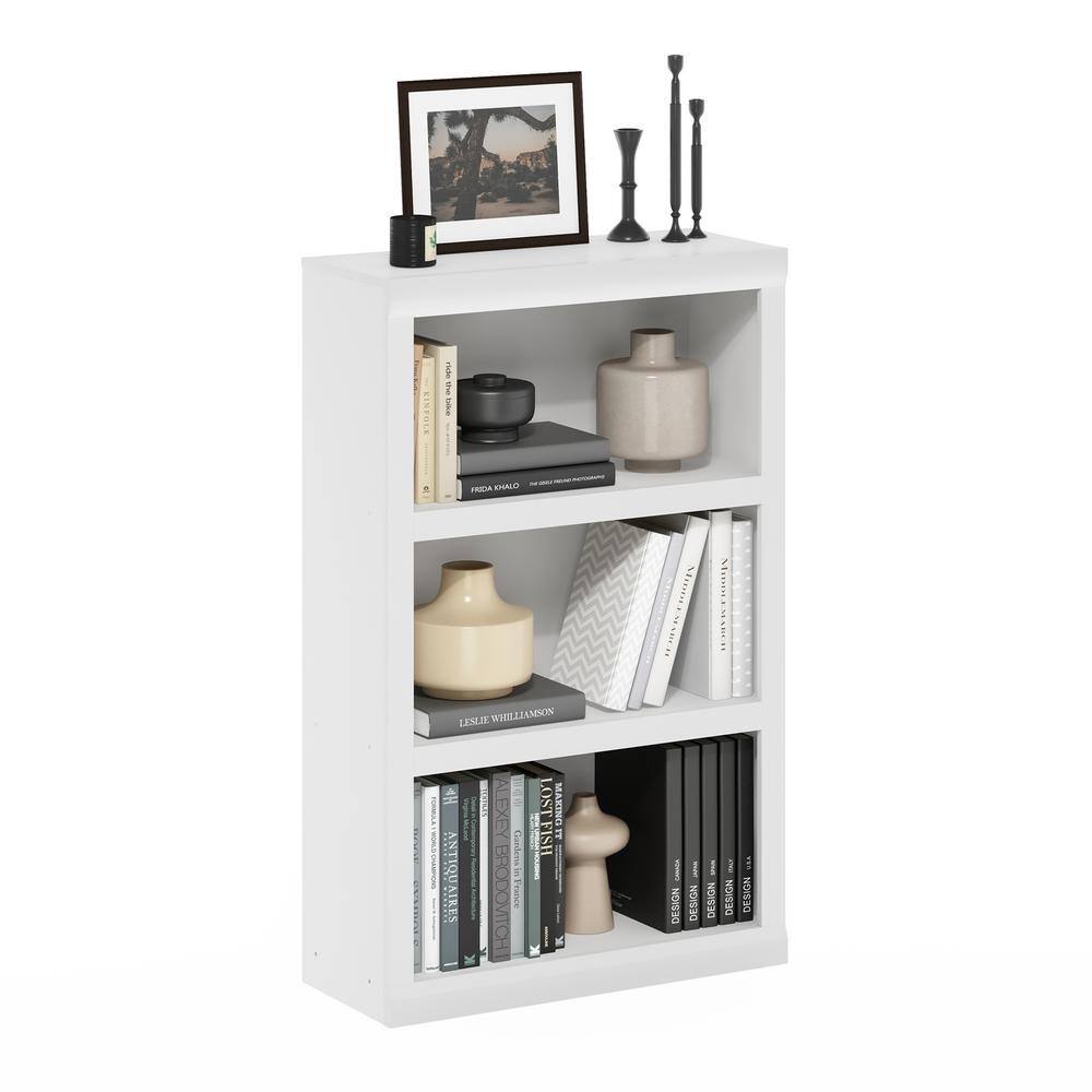 White 3-Tier Composite Wood Open Shelf Bookcase