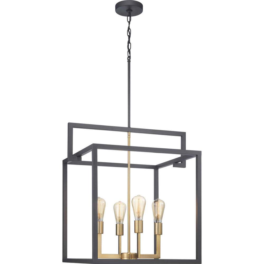 Blakely Graphite and Brass 4-Light Geometric Pendant