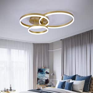 Carson 31.8 in. 3-Light Brushed Gold Circle Integrated LED Flush Mount Ceiling Light