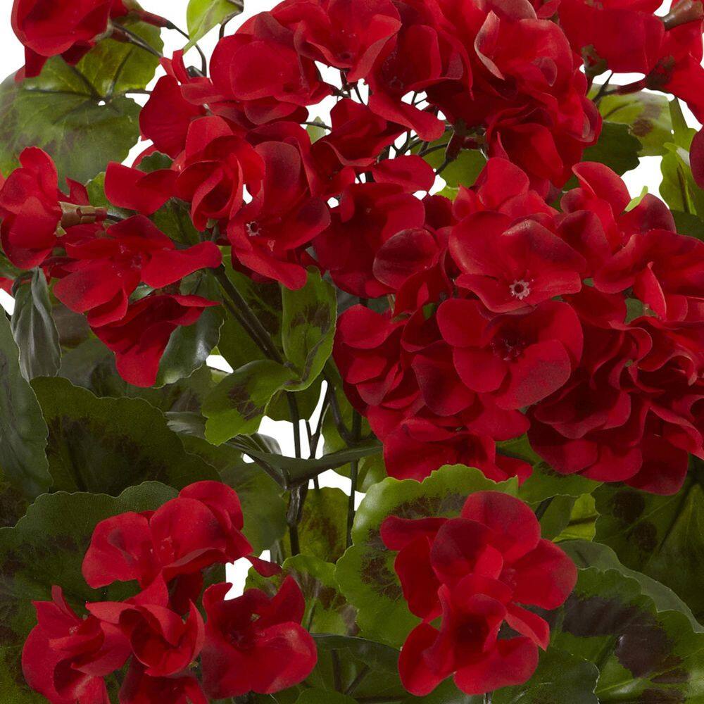 UV Resistant Red Geranium Artificial Bush Set for Indoor/Outdoor