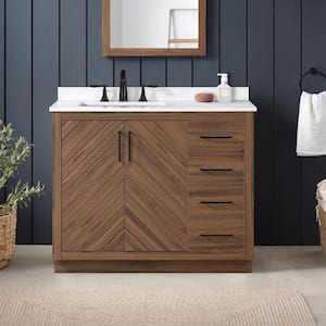 Huckleberry 42 in. W x 19 in. D x 34.5 in. H Single Sink Bath Vanity in Spiced Walnut with White Engineered Stone Top