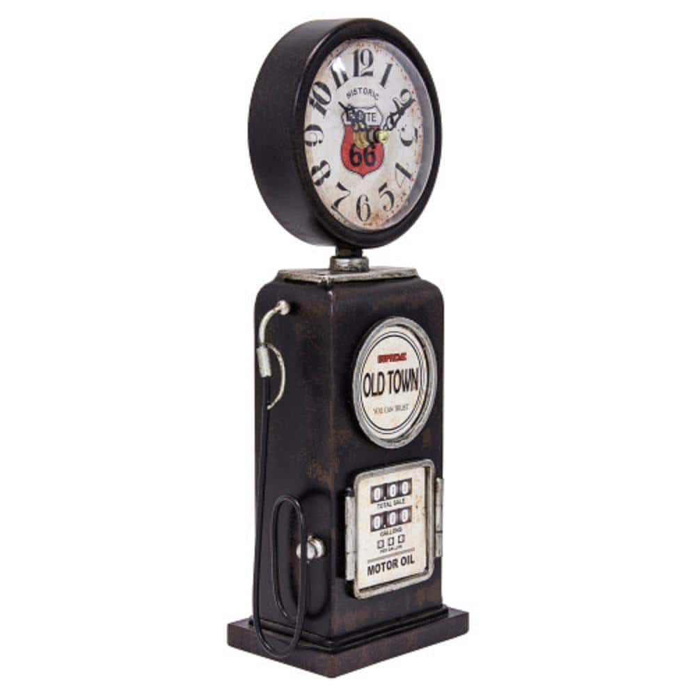 Vintage Black Gas Pump Table Clock with Quartz Movement