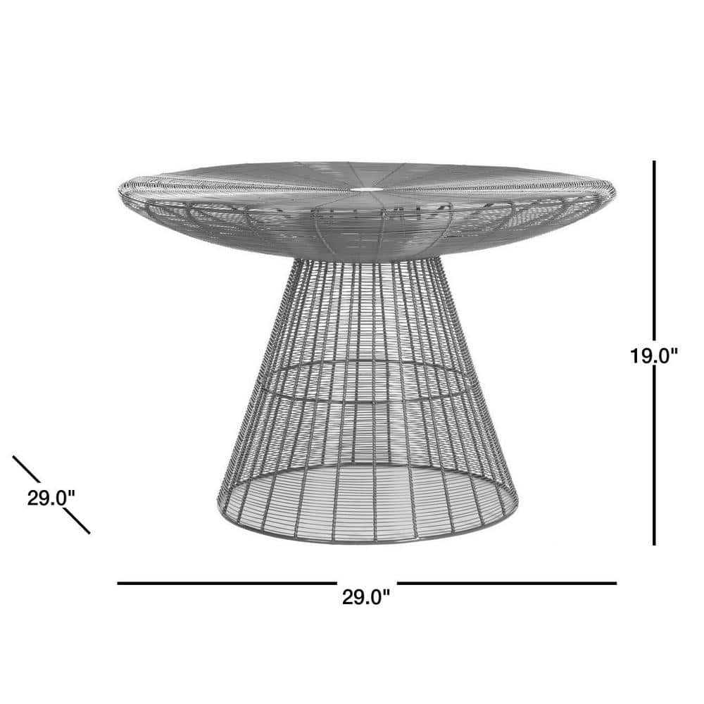 Transitional Round Grey Metal Coffee Table 29"
