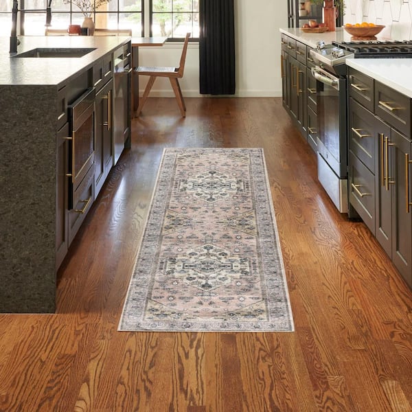 Brilliance Machine Washable Blush 2 ft. x 6 ft. Vintage Persian Runner Area Rug