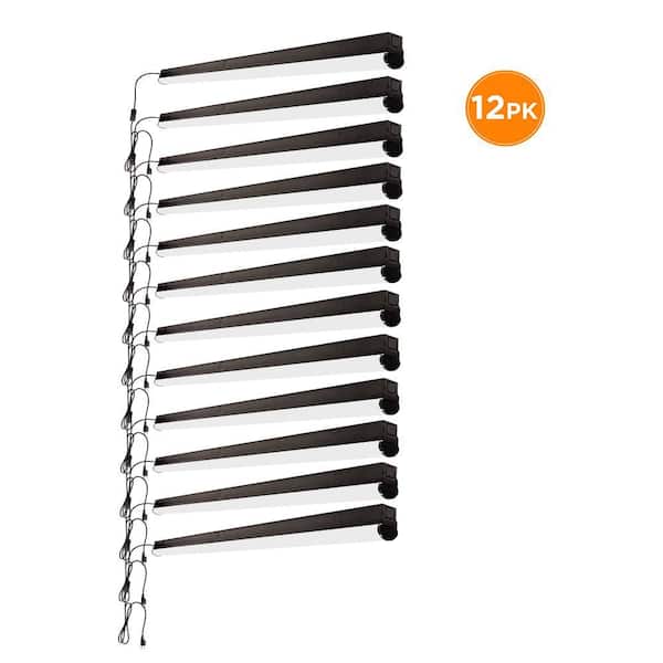 12-Pack 4 ft. Garage LED Linkable Matte Black Strip Light Fixture Plug-in or Hardwire 3600LM 40W Bright White 4000K