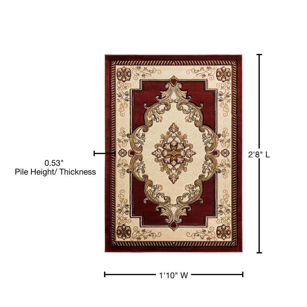 Bristol Fallon 2' x 3' Burgundy Medallion Synthetic Rug