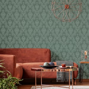 Damsel Teal Removable Peel and Stick Vinyl Wallpaper, 28 sq. ft.