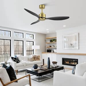 Sawyer 52 in. 6-Speed Indoor Black-Blade Gold Ceiling Fan with Remote Control