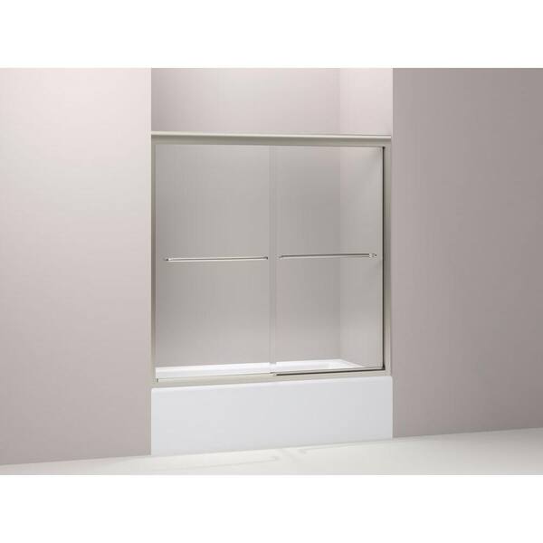 Fluence 59-5/8 in. x 58-5/16 in. Semi-Frameless Sliding Bathdoor in Matte Nickel with Handle Fluence 59-5/8 in. x 58-5/16 in. Semi-Frameless Sliding Bathdoor in Matte Nickel with Handle