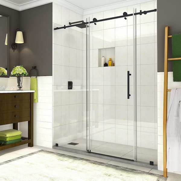 Aston Coraline 68 in. to 72 in. x 76 in. Frameless Sliding Shower Door in Matte Black