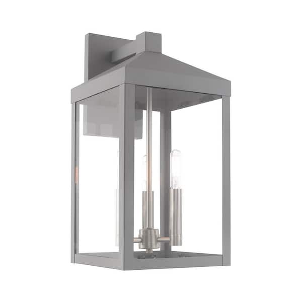 AVIANCE LIGHTING Creekview 17.5 in. 3-Light Nordic Gray Outdoor Hardwired Wall Lantern Sconce with No Bulbs Included
