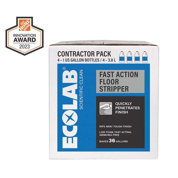 ECOLAB 1 Gal. Fast Action Floor Stripper Concentrate Removes Heavy Build Up on Vinyl and Concrete Flooring (4 Pack)