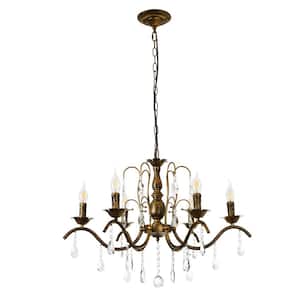 Classic Modern/Contemporary 8-Lights Bronze Chandelier with Crystal Rustic Retro Candle Chandelier