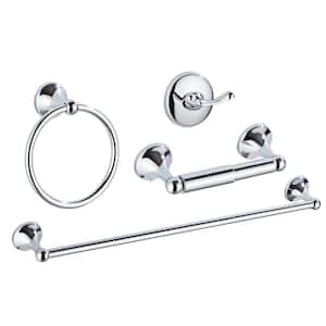 4-Piece Bath Hardware Set with Towel Ring Toilet Paper Holder Towel Hook and 18 or 24 in. Towel Bar in Chrome