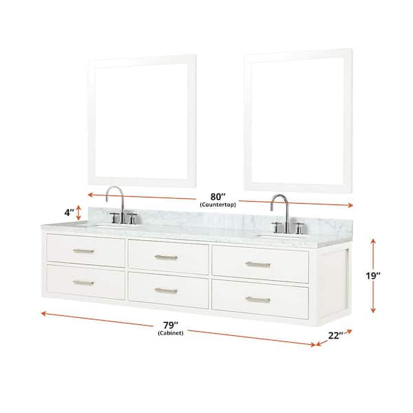 Lexora Lafarre 80 in W x 20 in D Rustic Acacia Double Bath Vanity, Cultured Marble Top, Brushed Nickel Faucet Set and Mirror, Rustic Acacia w/ Brushed