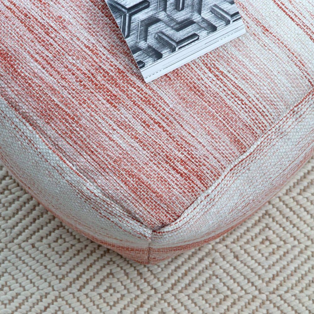 Caledonia Square 21" Red & Ivory Handmade Pouf Ottoman