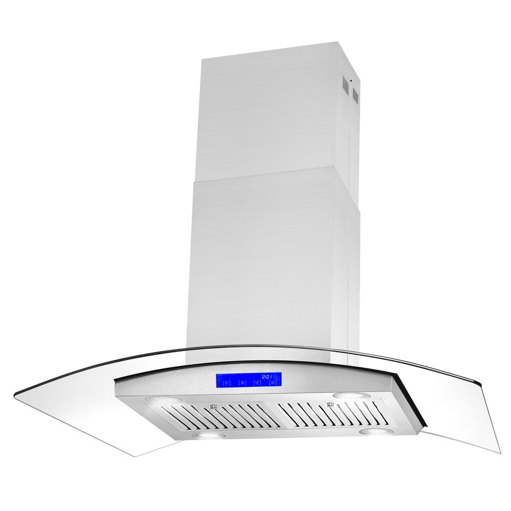 Cosmo 36" Stainless Steel Convertible Island Range Hood with LED Lighting