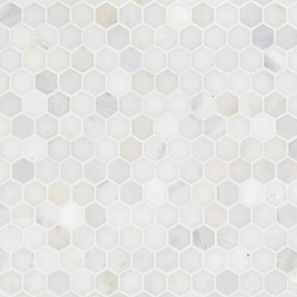 Take Home Sample - Calacatta Gold 1 in. Hexagon 6 in. x 6 in. Polished Marble Mesh-Mounted Mosaic Tile price history on PriceWatchPro