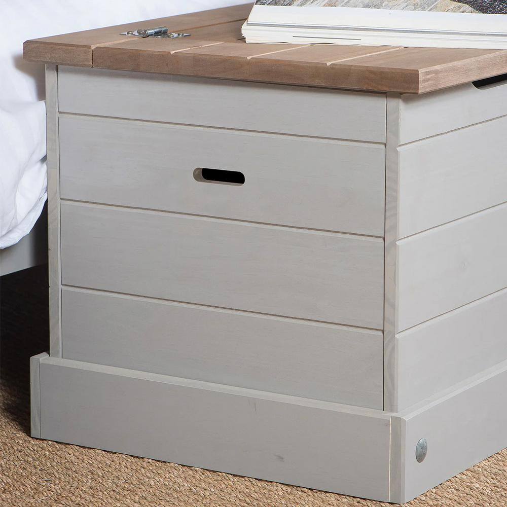 Gray Wash and Antique Brown Pine Wood Storage Trunk
