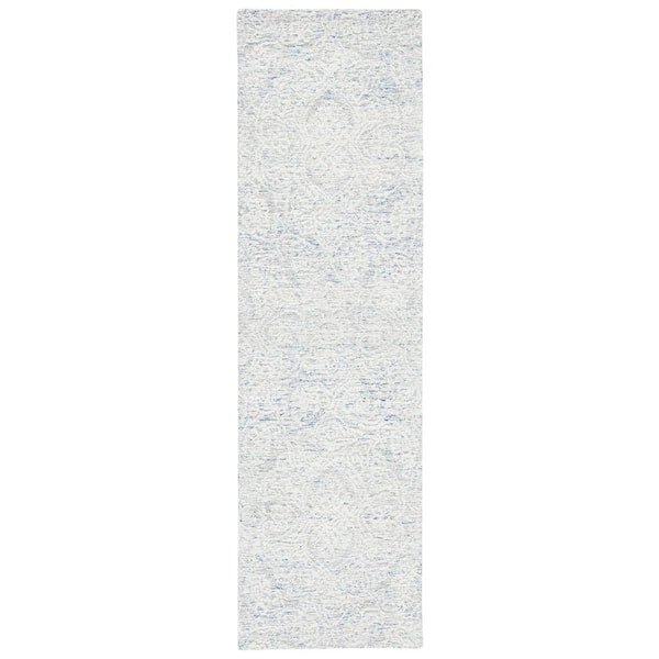 Metro Light Blue/Ivory 2 ft. x 6 ft. Floral Medallion Runner Rug