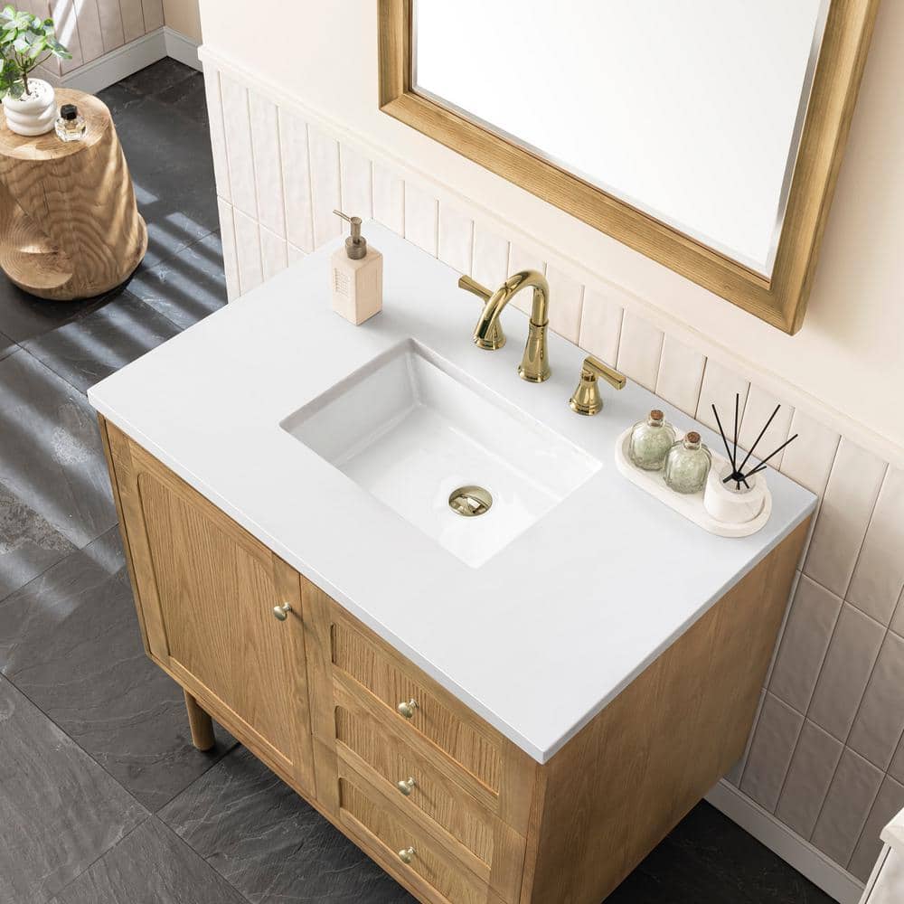 Laurent 36'' Light Natural Oak Single Vanity with Quartz Top