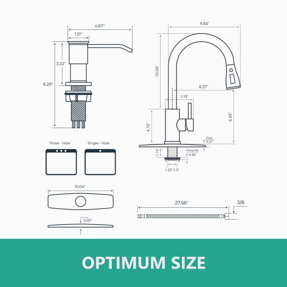Matte Black Single Handle Pull Down Kitchen Faucet with Soap Dispenser