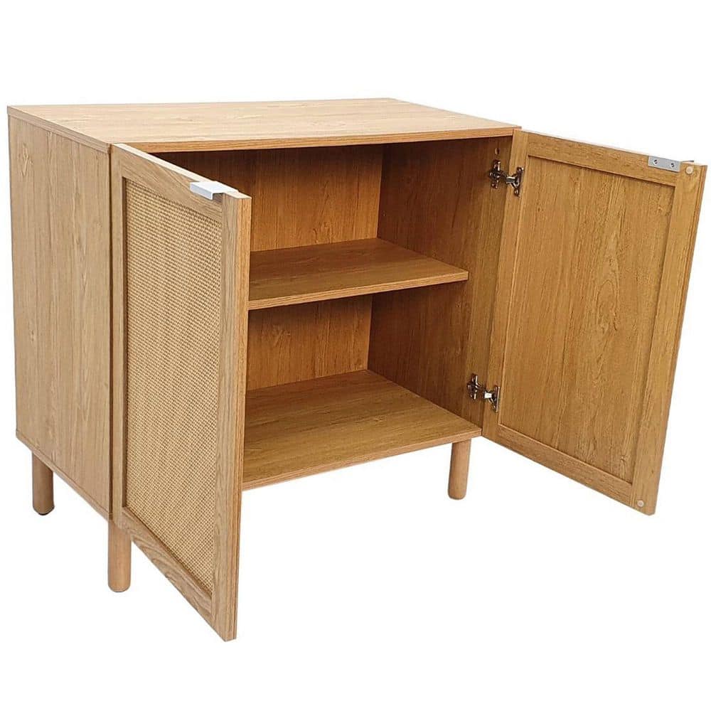 Sango Orre Contemporary Mixed Material Rattan 2-Door Cabinet, Brown