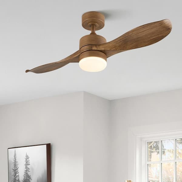42 in. 2-Blade Natural Walnut Ceiling Fan with LED Light Kit and Remote Control with Color Changing Technology