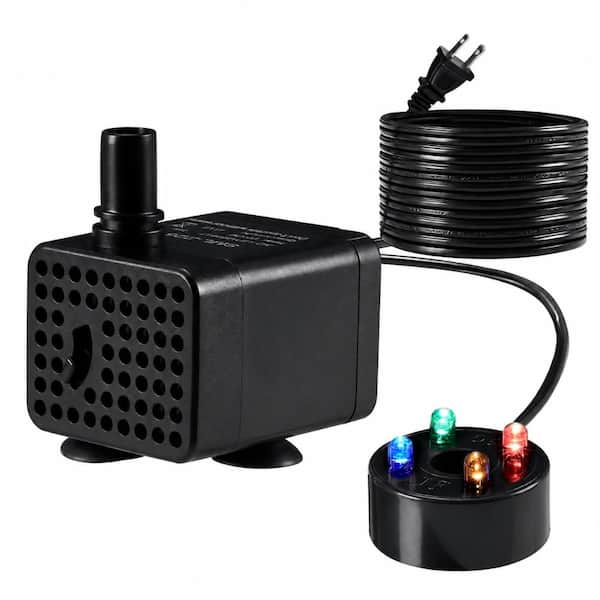70 GPH 3W Mini Submersible Fountain Pump with 4-Color LED Lights, Adjustable Flow for Aquariums and Ponds