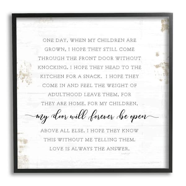 Stupell Industries "When My Children Are Grown Text Homely Word Design" by Jennifer Pugh Framed Country Wall Art Print 24 in. x 24 in.