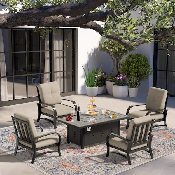 5-Piece Outdoor Conversation Set with Fire Pit Table