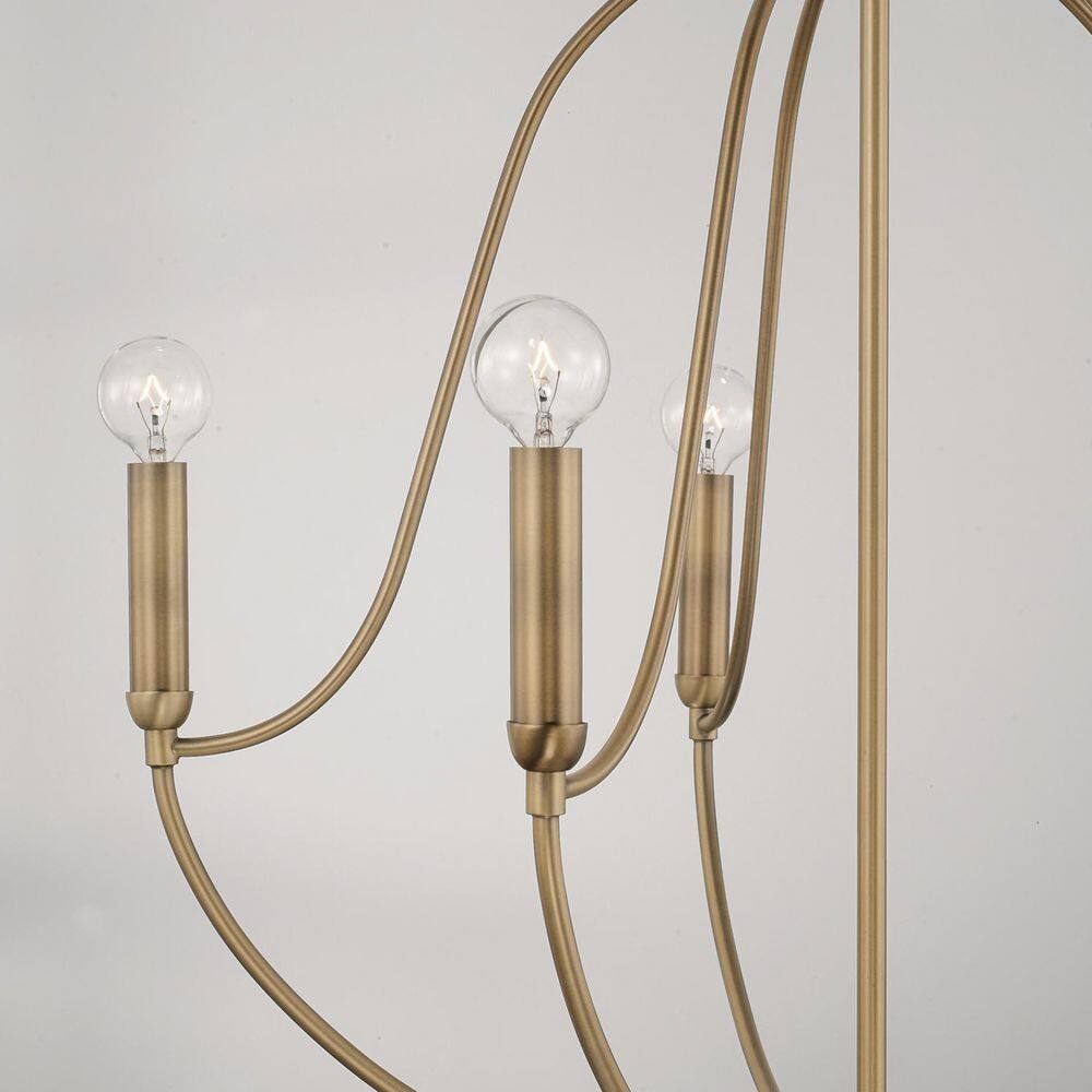 Aged Brass 5-Light Candle Chandelier with Curved Arms