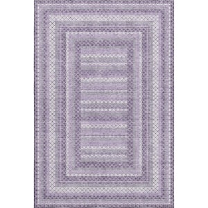 Mayfield Premium Machine Washable Abstract AMF2011 Lavender 5 ft. x 7 ft. 6 in. Area Rug