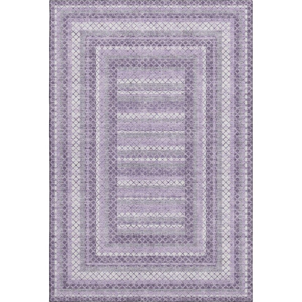 Mayfield Premium Machine Washable Abstract AMF2011 Lavender 5 ft. x 7 ft. 6 in. Area Rug