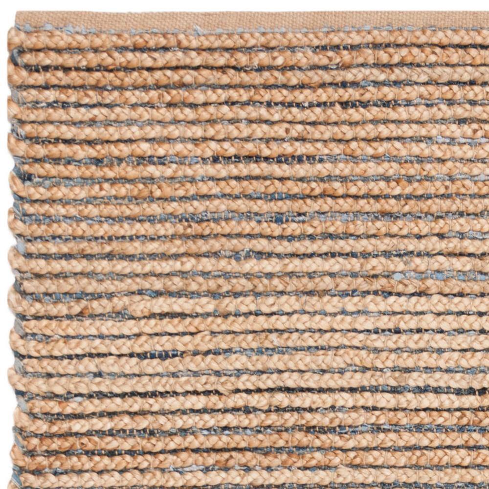 Natural and Blue Wool Flat Woven Reversible Rug, 4' x 6'