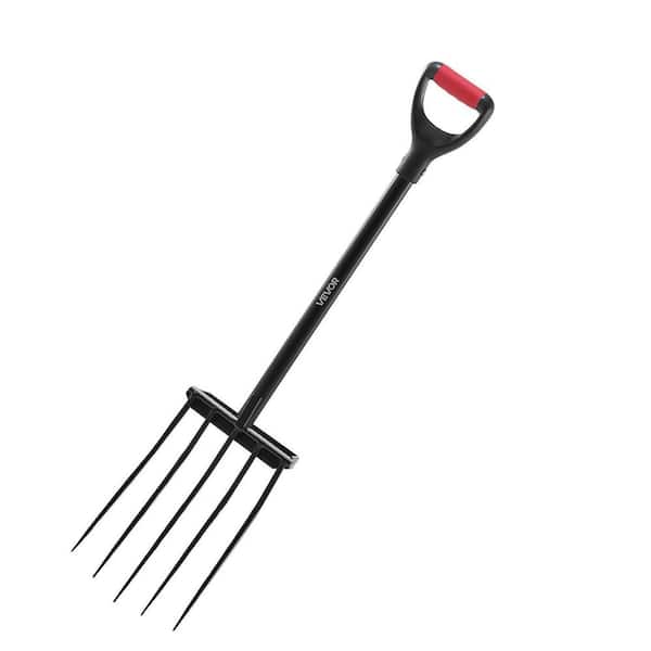 Heavy Duty 5 Tines Garden Fork Tool Metal Handle 41 in. Spading Pitchfork Y Grip, 41 in. Garden Fork