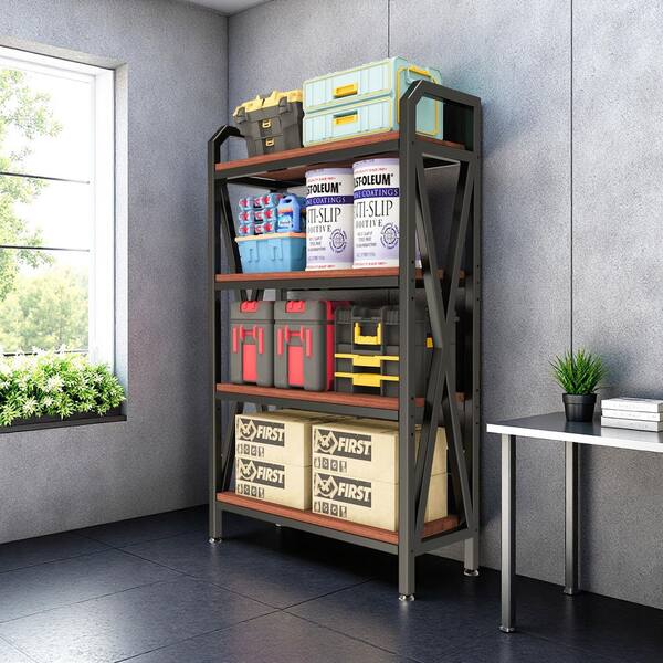 Gerard 4-Level Storage Shelves Black Mental Classic Pantry Organizers for Garage, Pantry, Bathroom