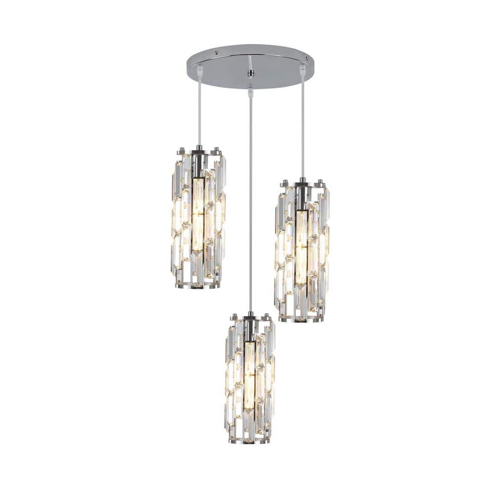 3 Light Chrome Cluster Pendant Light Kitchen Island Chandelier for Foyer Entryway Lighting Fixture with Crystal Shades price history on PriceWatchPro