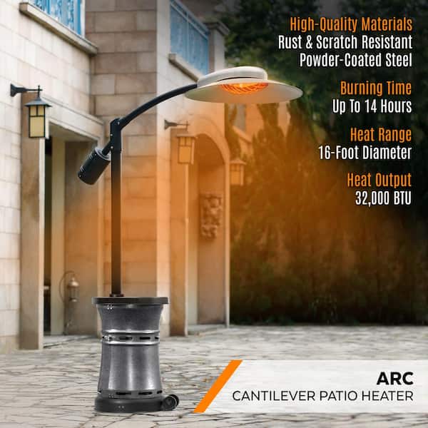 ARC 32,000-BTU Cantilever Designed Portable Radiant Infrared Outdoor Patio Heater, 7 ft. 10 in. Height, Propane Powered
